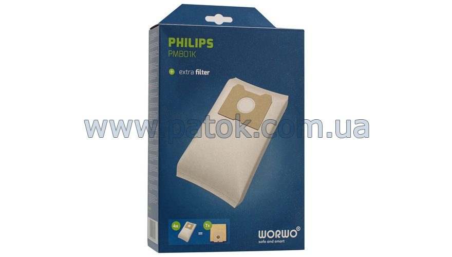 Набор мешков совместимый с пылесосом Philips Athena PMB01K Worwo №3