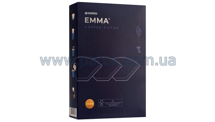 Бумажный фильтр для молотого кофе №4 Konos EMMA C041179 (100шт.) №3
