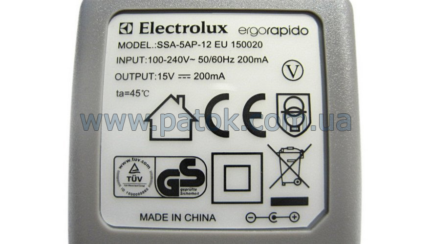 Адаптер 15V для аккумуляторного пылесоса Electrolux 4055061438 №3